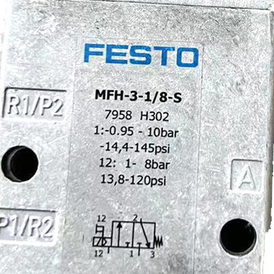 Fabrique originale FESTO soupape solénoïde MFH-3-1/8S série 0692 Aluminium et cuivre gris clair pour machine d'impression offset
