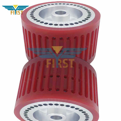 Roue d'aspiration de couleur rouge 124*70 mm Parties d'impression en polyuréthane pour machine à plier